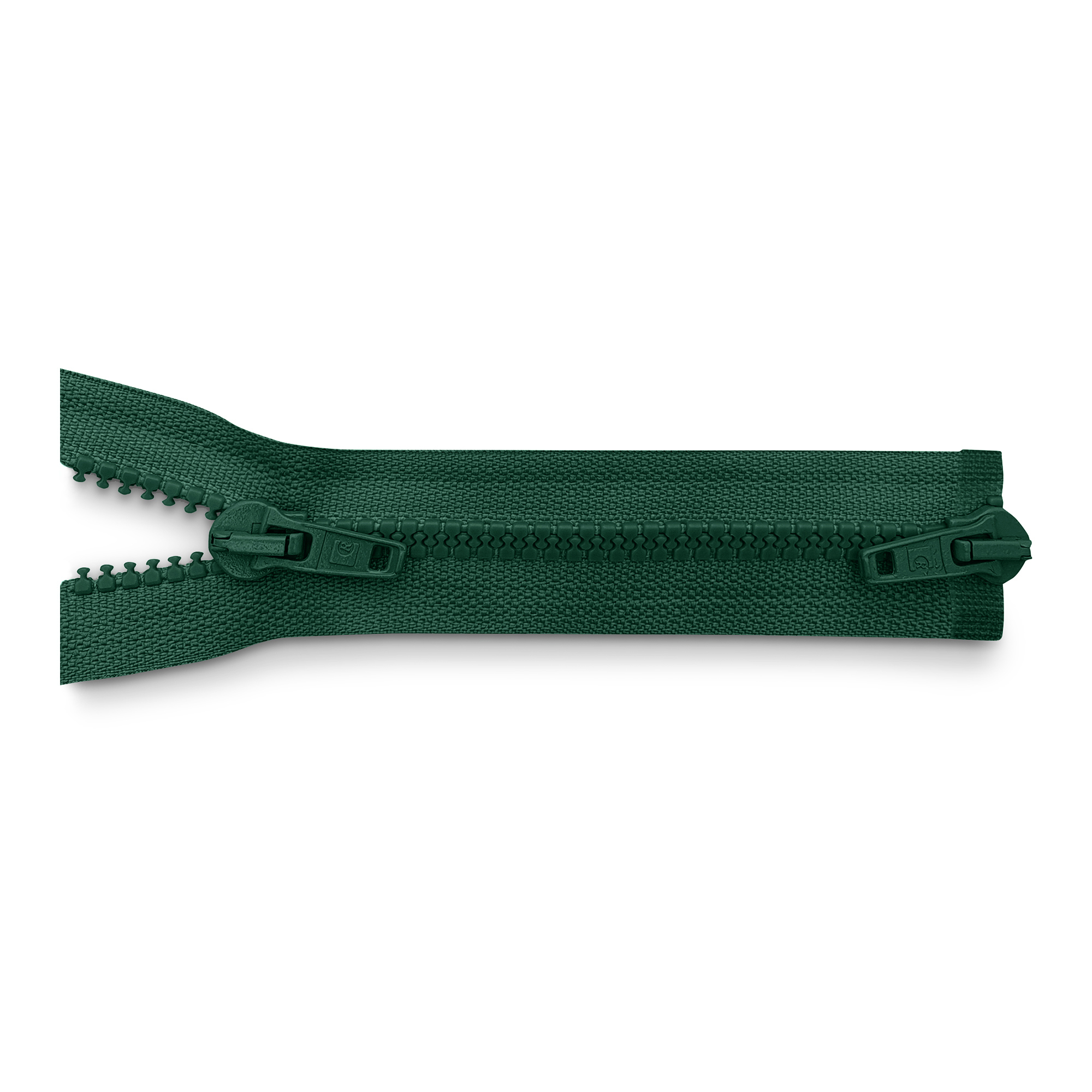 zipper 80cm,   divisible, 2way, molded plastic, wide, british racing green