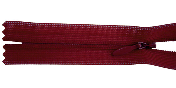 zipper 22cm,   not divisible, invisible, , wine red