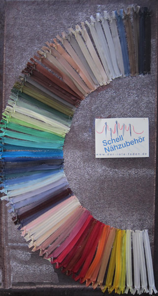 Set Reißverschlüsse 60cm nahtverdeckt, 120 Stück (40 Farben, je 3 Stück), 56% Rabatt, im Sortiment, hochwertiger Marken-Reißverschluss von Rubi/Barcelona