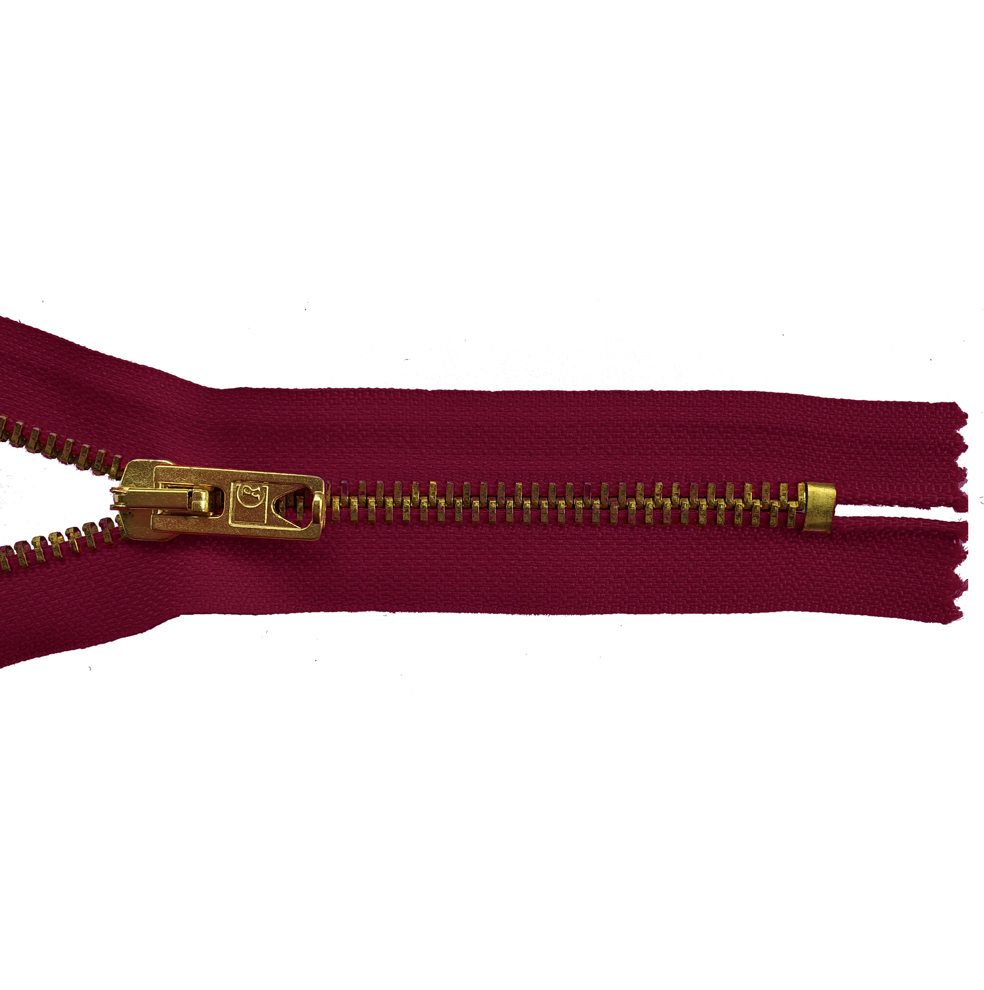 zipper 18cm,not divisible, metal, brass, wide, wine red