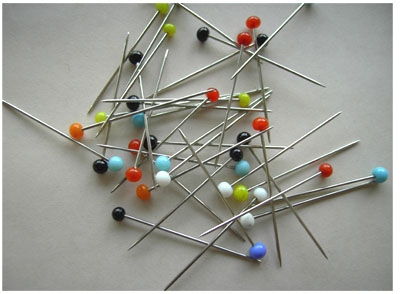 Glass-headed Pins No. 9 assorted col 0.60 x 30 mm, 100 g