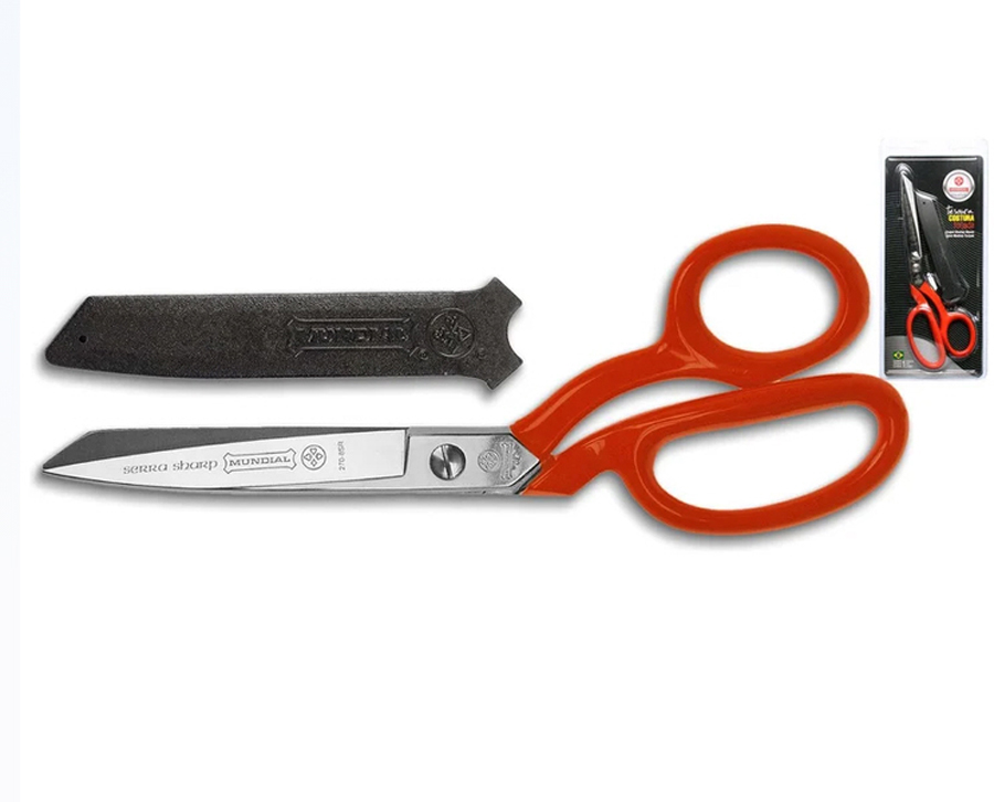 Schneiderschere Profi  8" 20 cm geschmiedet, microverzahnt Griffe rot, Mundial 