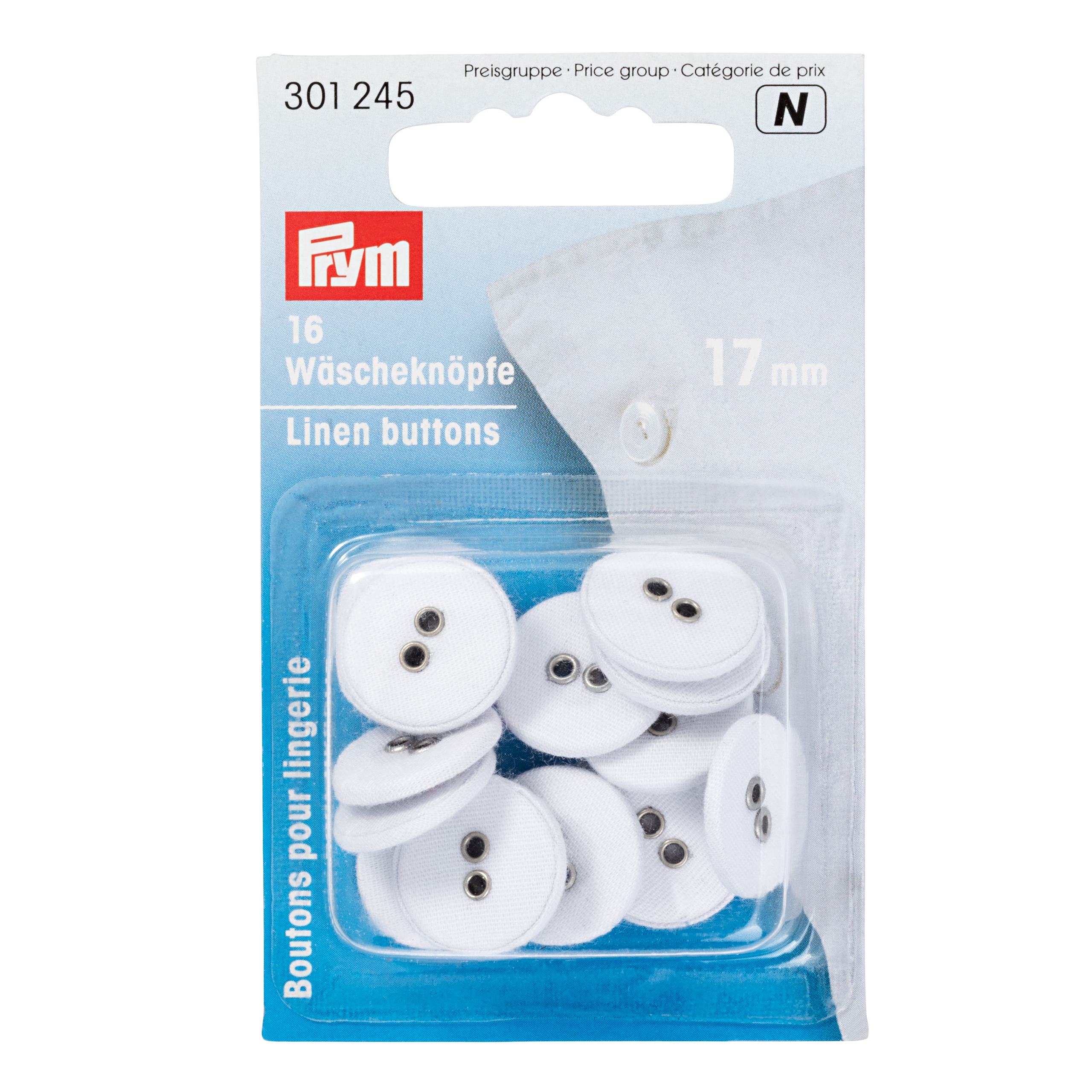 Wäscheknöpfe Leinen 26'' 17 mm weiß, 16 St