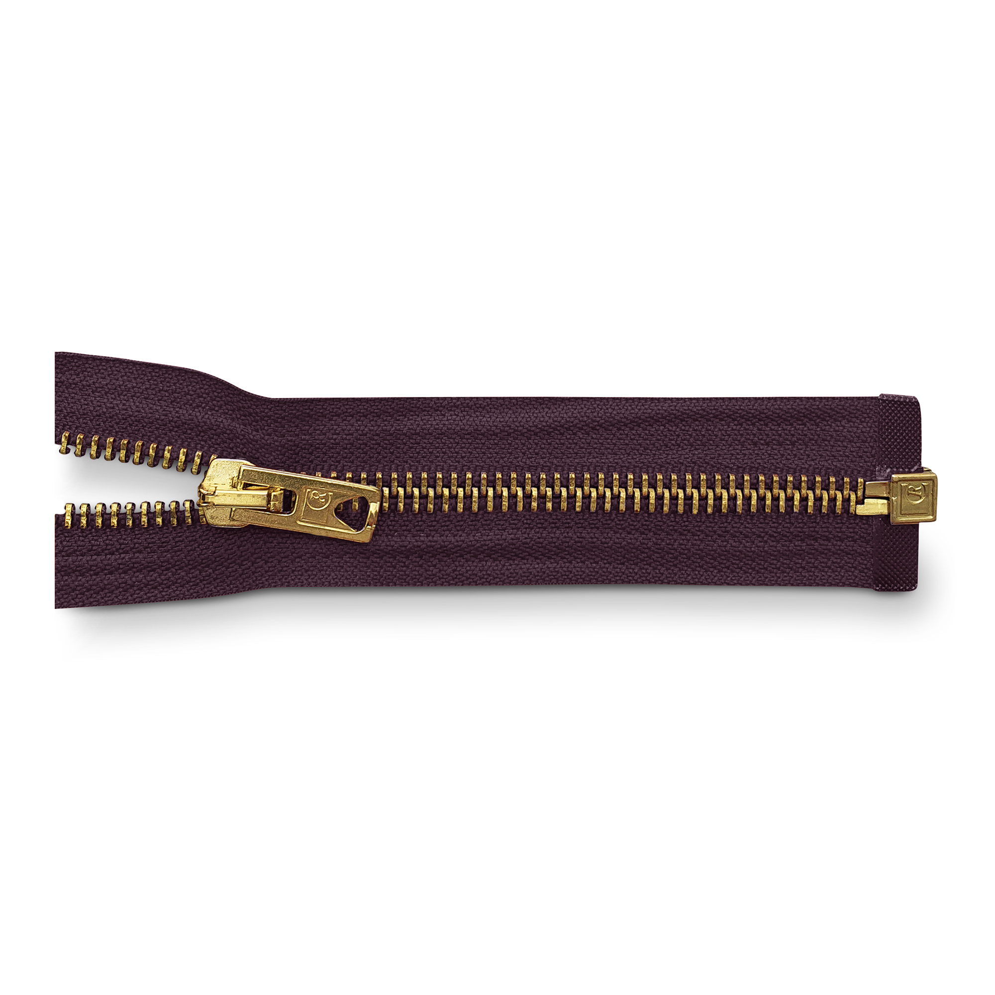 zipper 80cm,divisible, metal, brass, wide, mocca