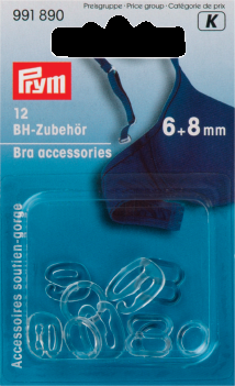 Bra accessories plastic 6+8 mm transparent assortment, 12 St