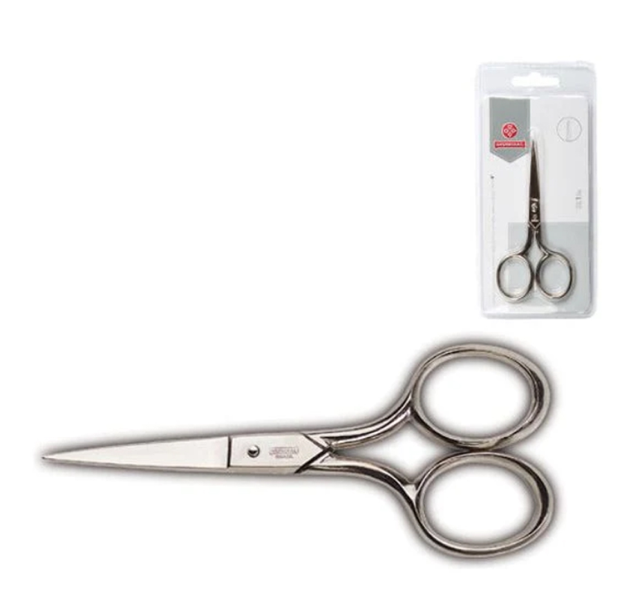 Fadenschere Edelstahl, spitz 4" 10,5 cm, Mundia,l sehr scharf bis in die Spitze Griff vernickelt