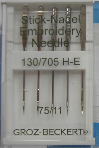 needles for sewing machine, flat shank 130 N, 130 N Top StitchNo 75, 5 pieces