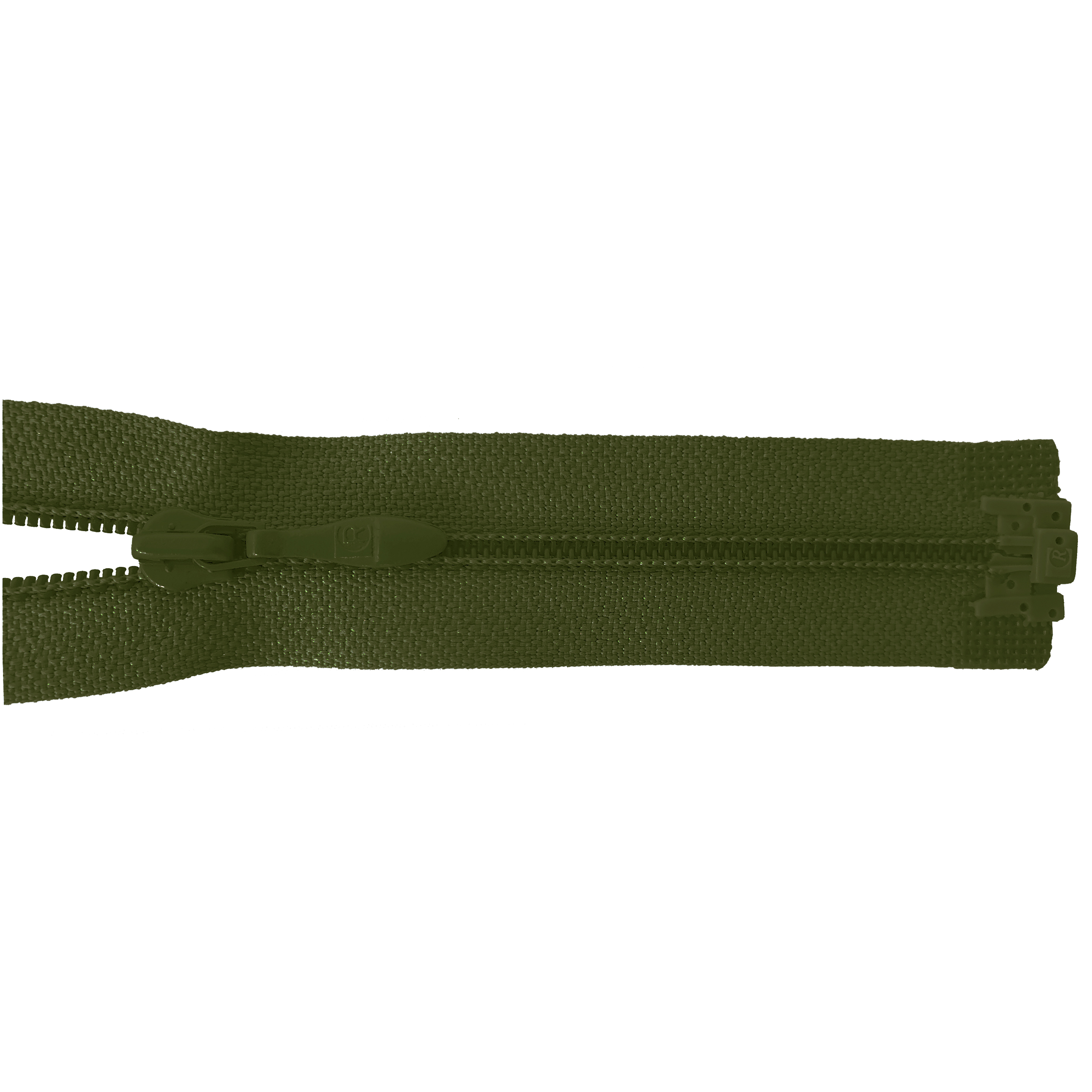 zipper 60cm,divisible, PES spiral, fein, matt olive green