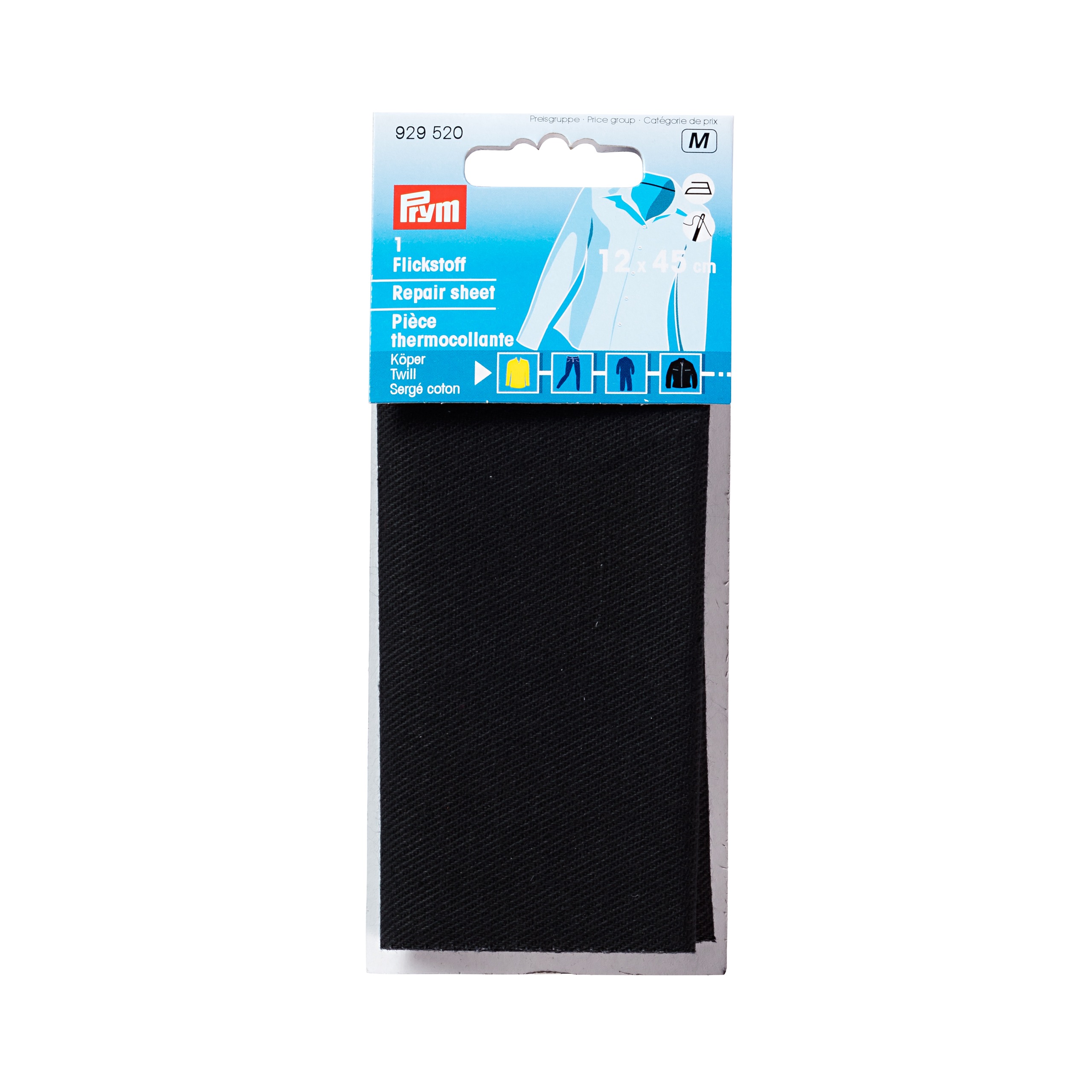 Repair sheet, twill for ironing on 40x10 cm black, 0,04 m²