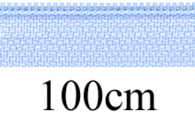 zipper 100cm,  divisible, 2way, PES spiral, wide, light blue