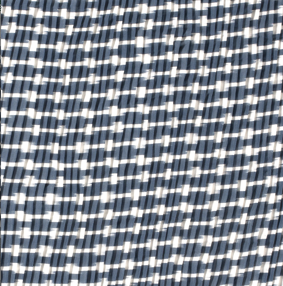 Chiffon plissiert, Stripes, jeansblau, weiß, 100%PES, ca. 145-155cm breit, 80g/m² 