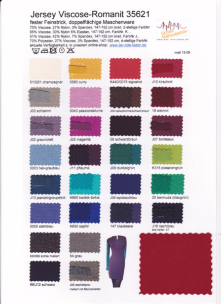 Viscose punto roma printed color chart with 1 original sampl