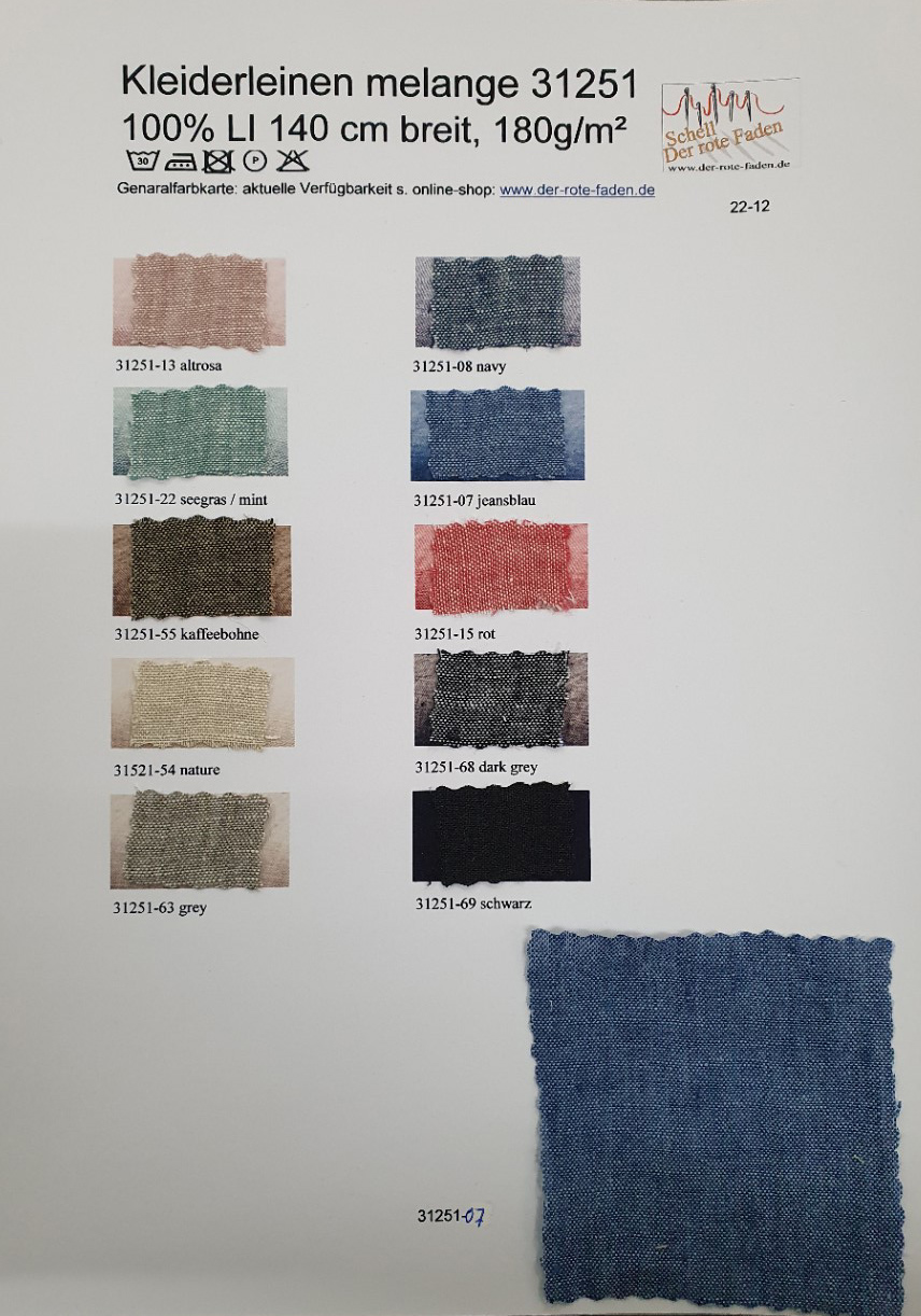 Linnen washed, printed color chart with some original patterns