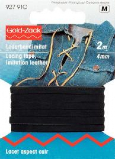 Lacing tape imitation leather 4 mm black, 2 m