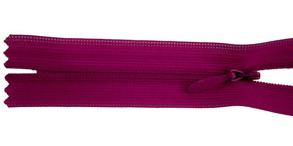 zipper, 25cm, reddish-cyclam/dark magenta