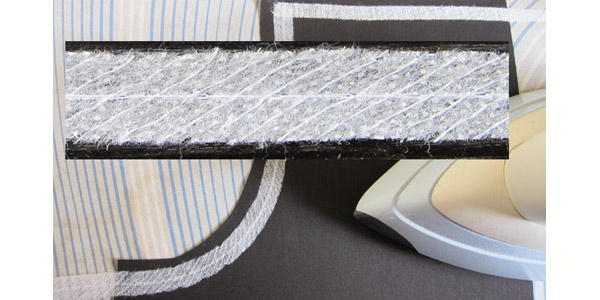 Interfacing ribbon, fiber reinforced white, for ironing