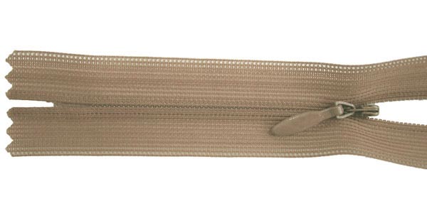 zipper 22cm,   not divisible, invisible, , pale brown