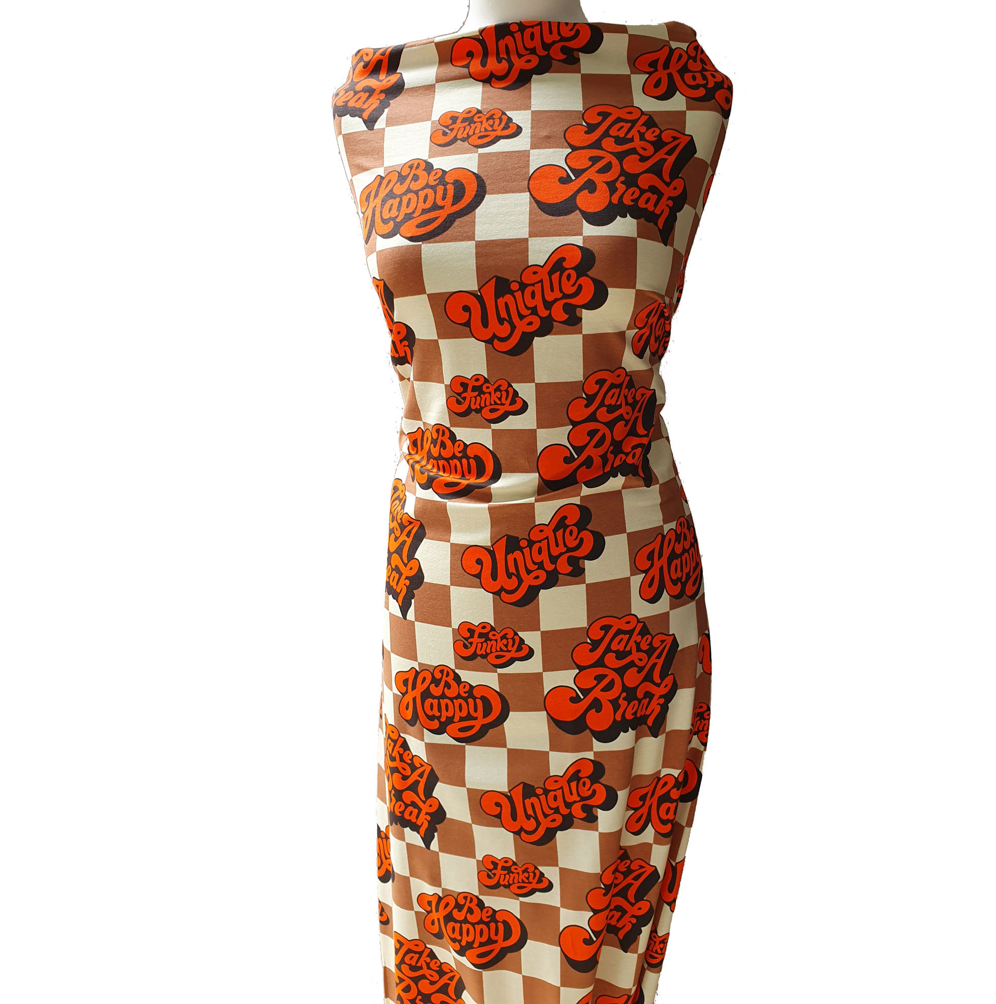 Bw-Jersey Funky/be happy, beige/orange 95% CO 5% EL