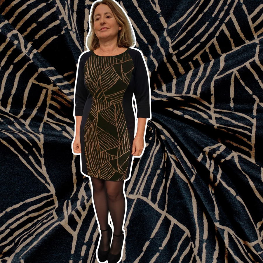 Romanit Viskose-Jersey, dunkelgrau/beige, Blätter, Poly-Viskose, Vi/PES 155 cm breit