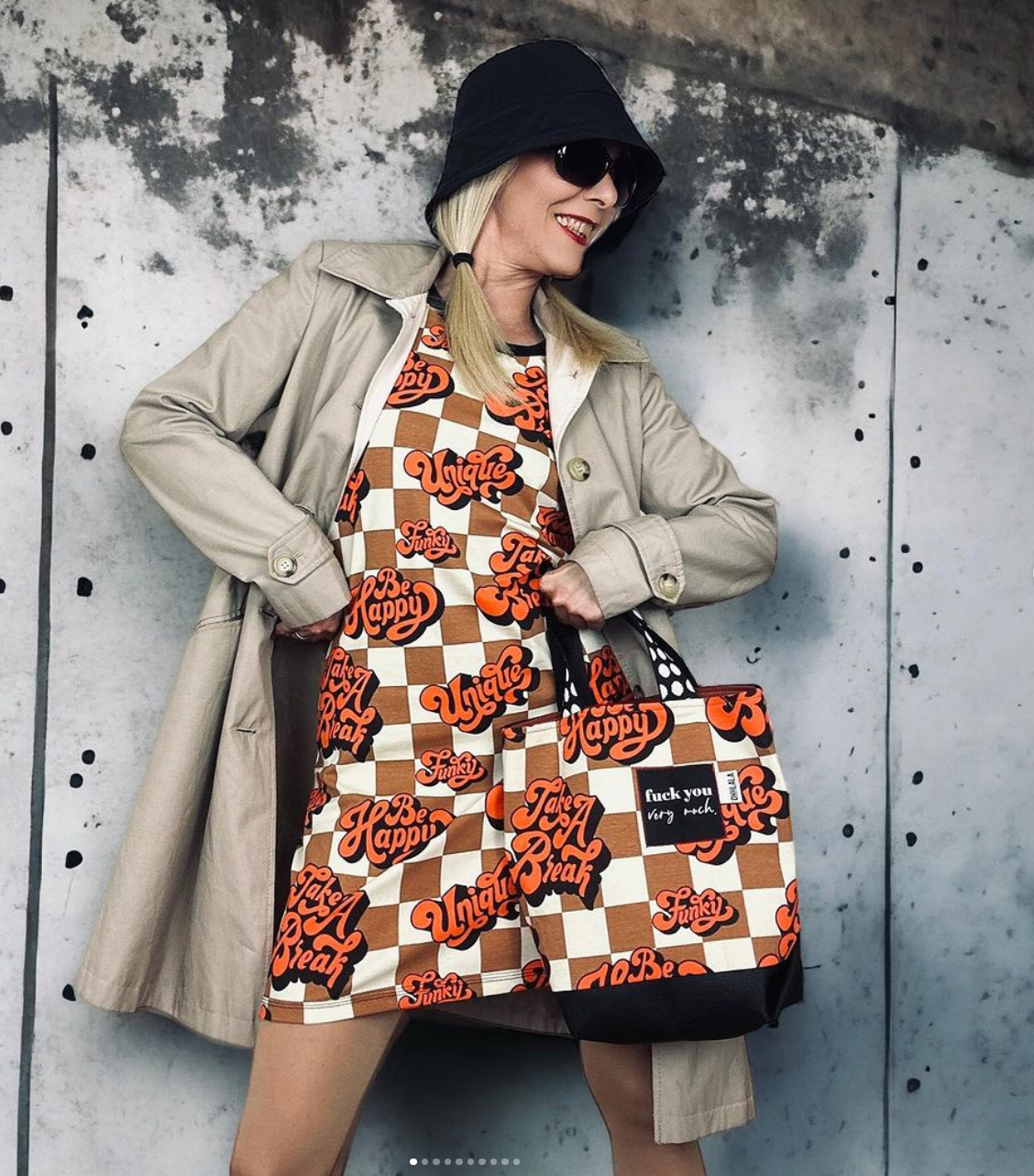 Bw-Jersey Funky/be happy, beige/orange 95% CO 5% EL