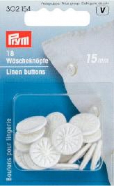 Wäscheknöpfe Zwirn 24'' 15 mm weiß, 18 St