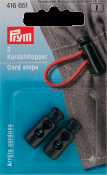 Cord Stops 2 holes plastic black, 2 St