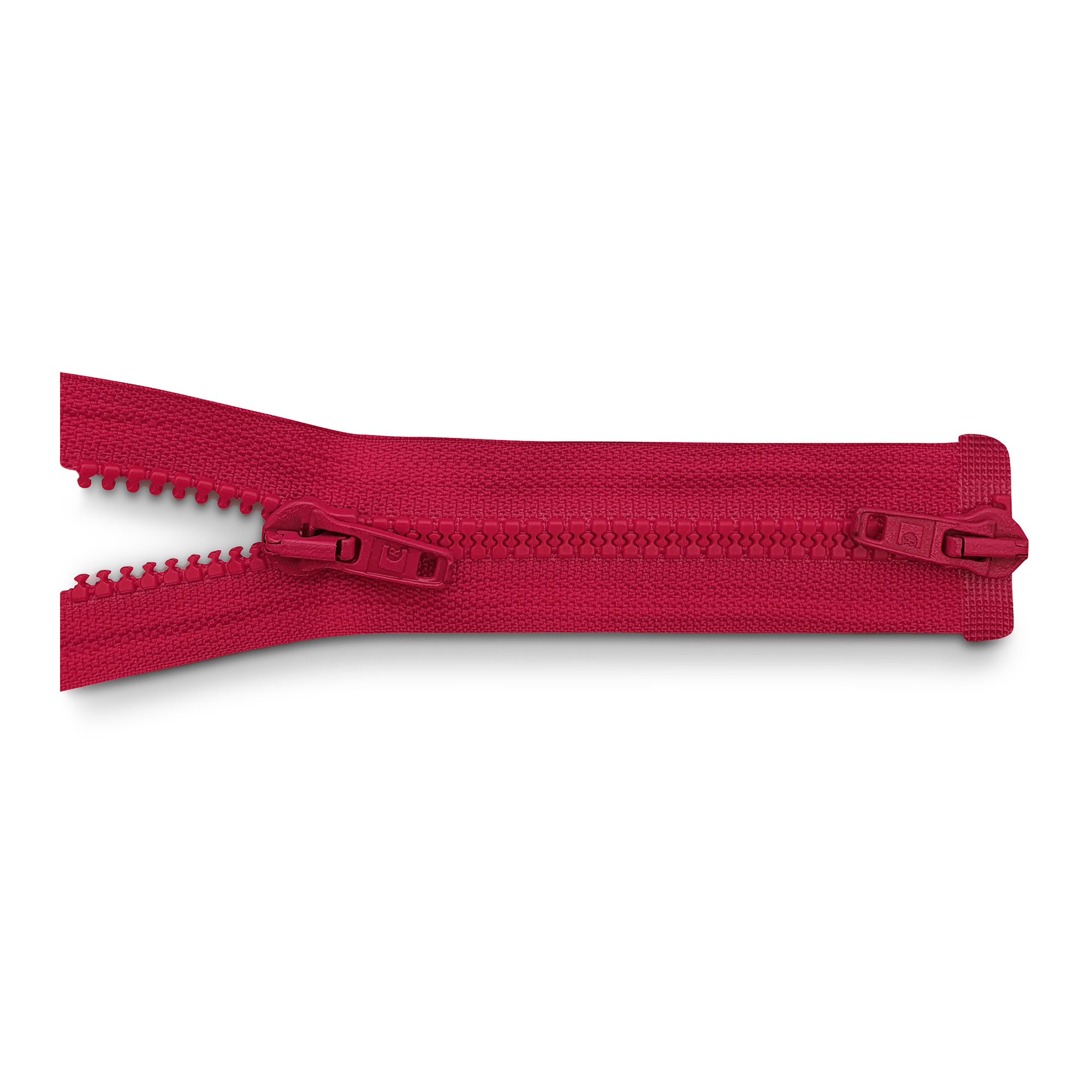 zipper 100cm,  divisible, 2way, molded plastic, wide, chili/red