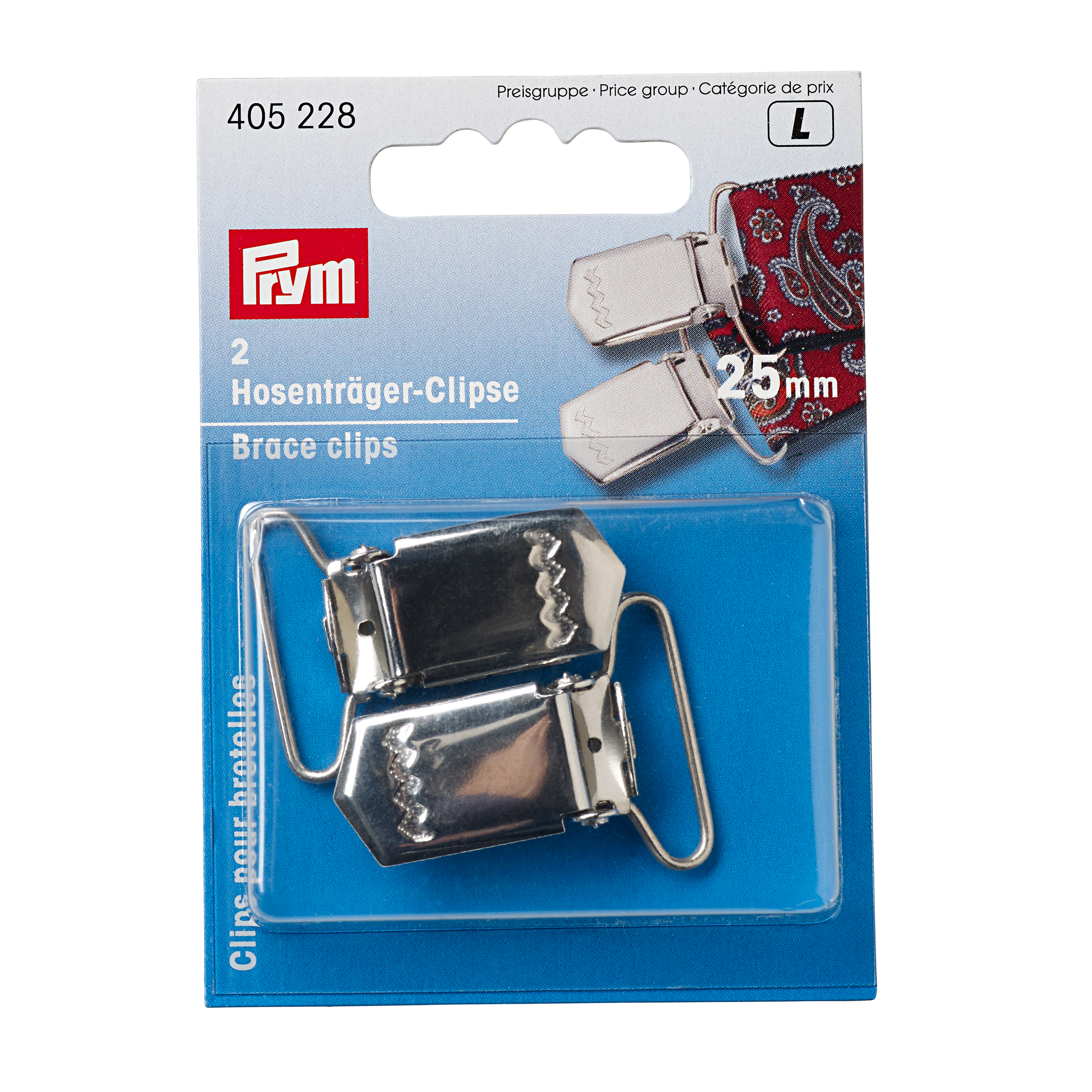 Hosenträger-Clips ST 25 mm silberfarbig, 2 St