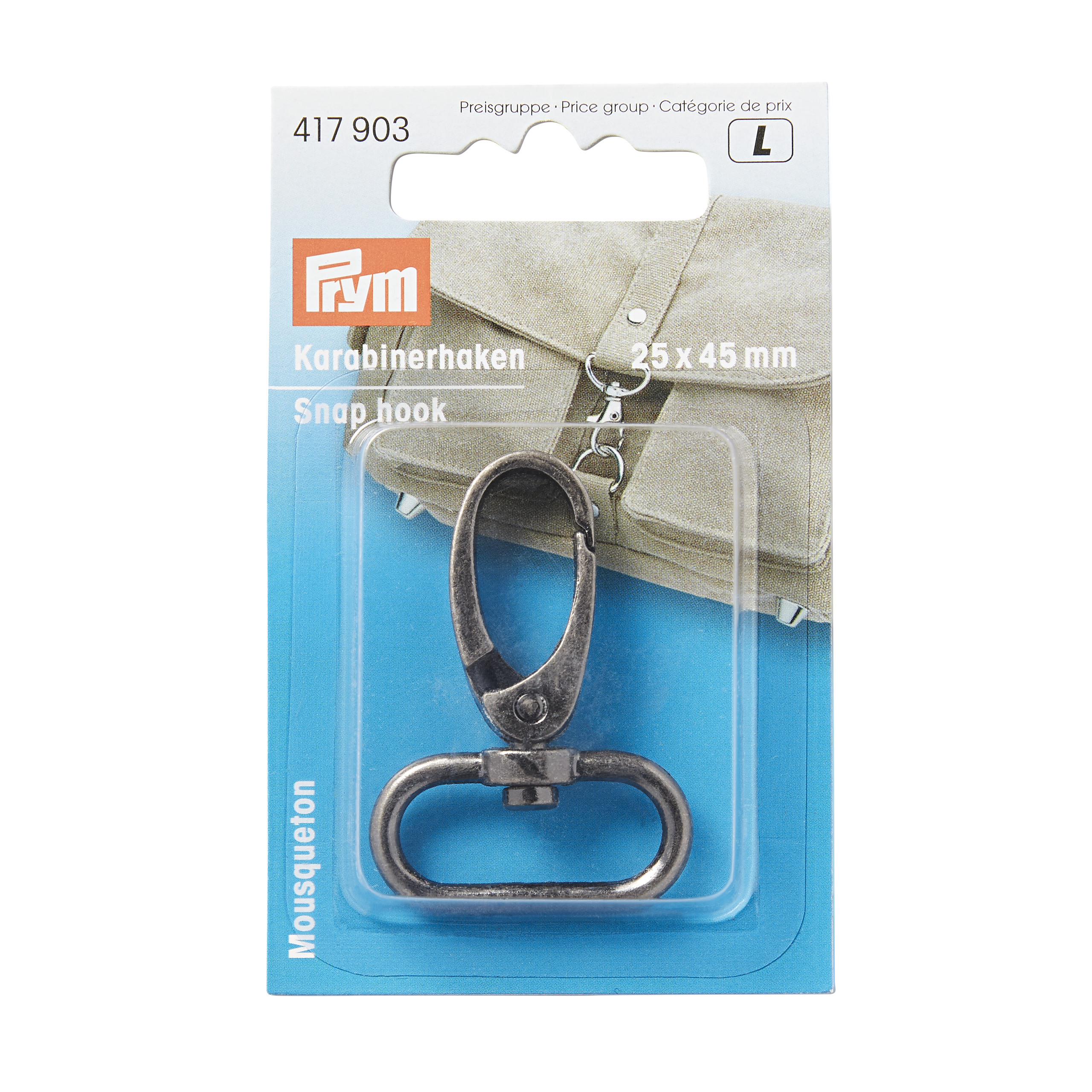 Snap hook 25 x 45 mm antique silver, 1 St