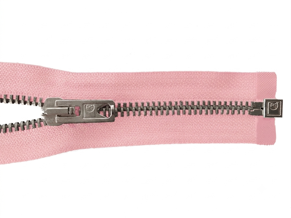 zipper 80cm,divisible, metal, silver, wide, colonial (grey beige)