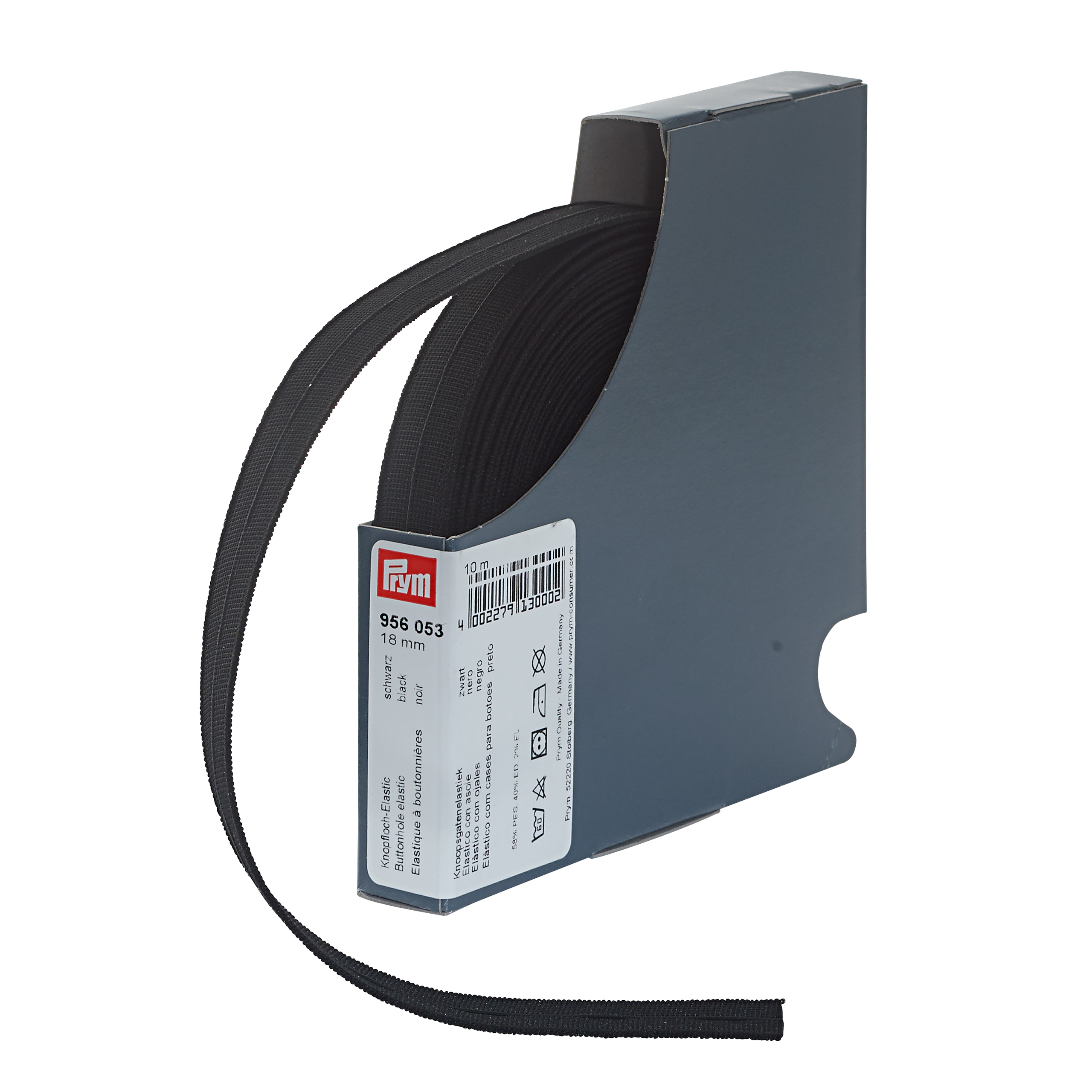 Knopflochgummi Elastic glattes Band 18 mm schwarz, Meterware