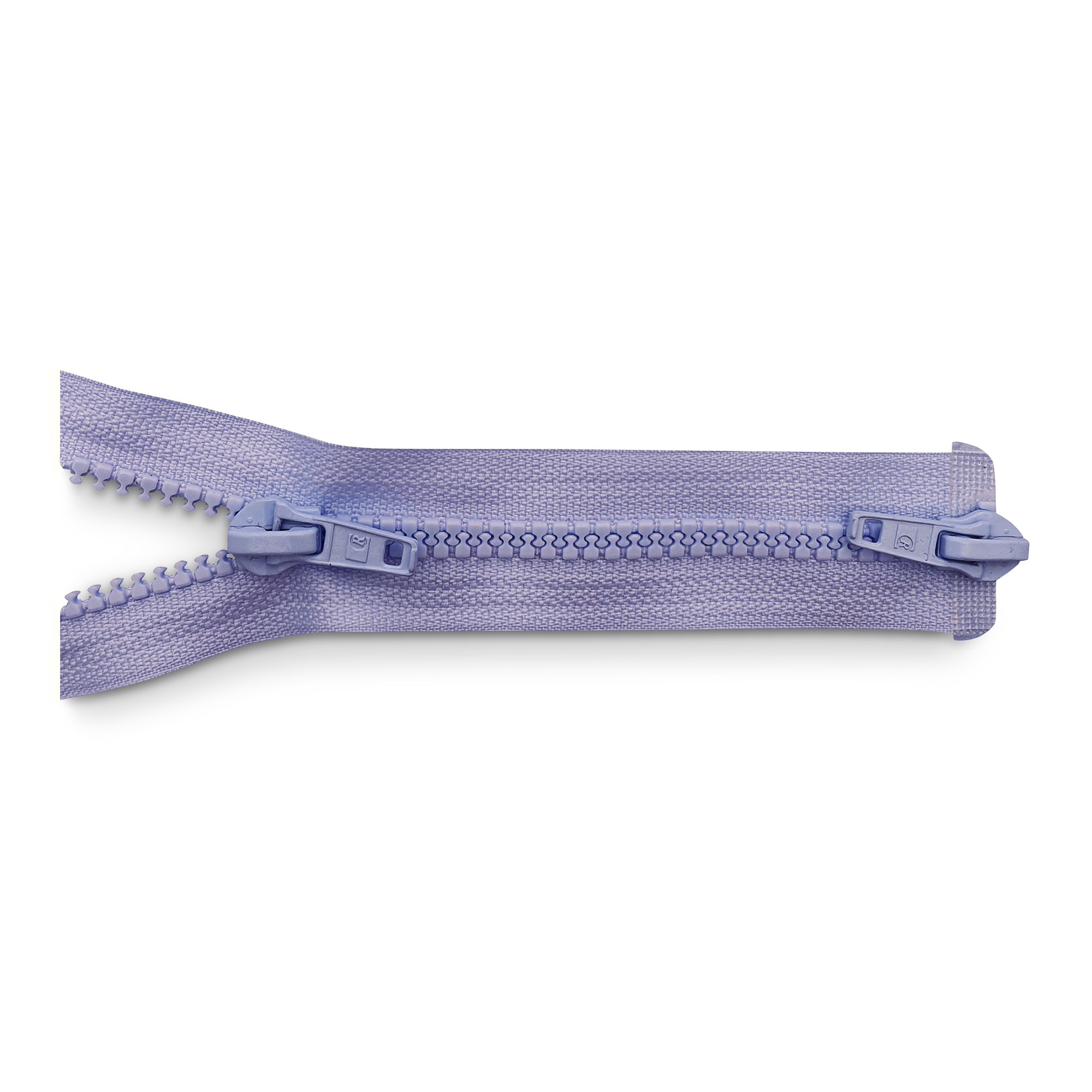 zipper 100cm,  divisible, 2way, molded plastic, wide, lilac