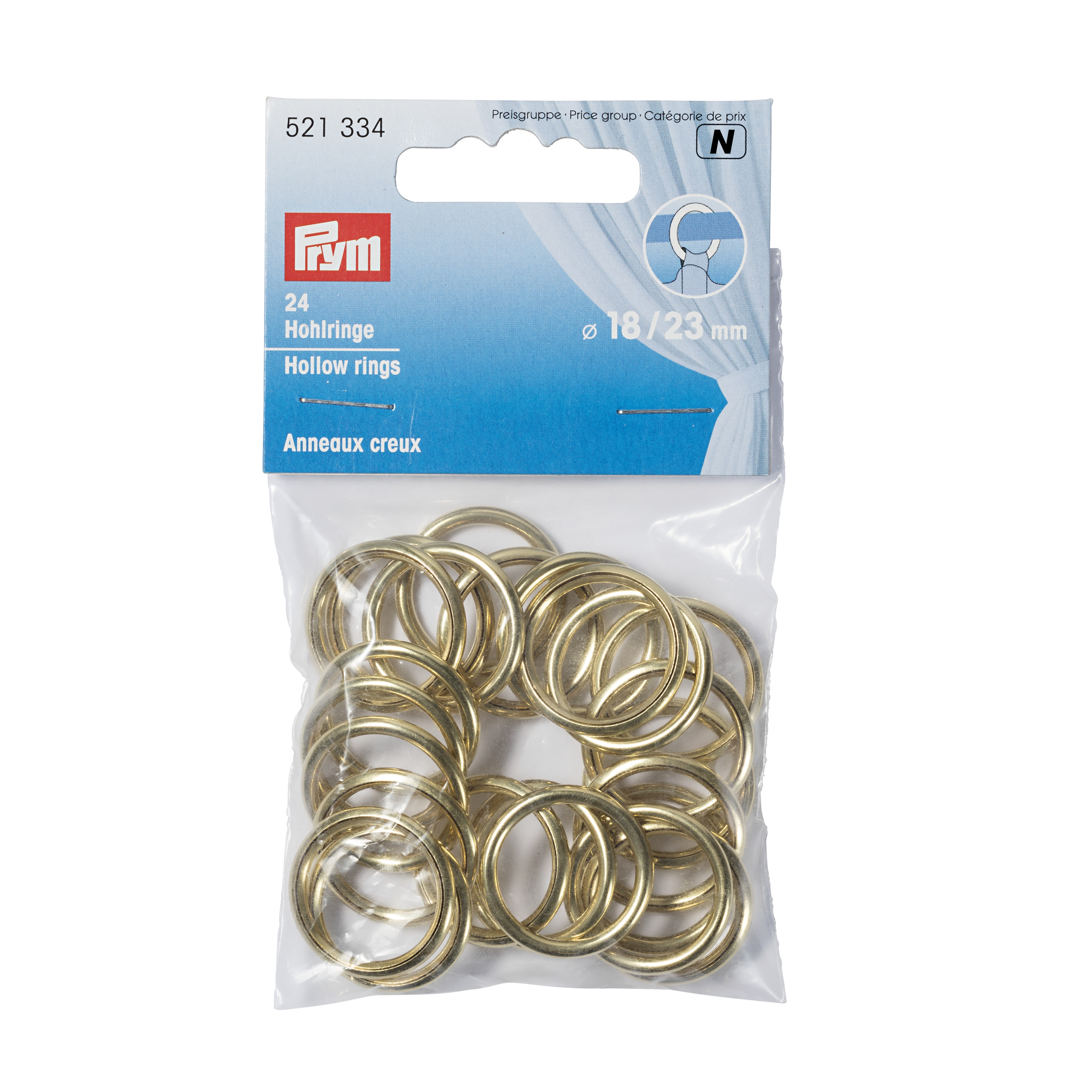 Hollow Rings brass gold col 18/23 mm, 24 St