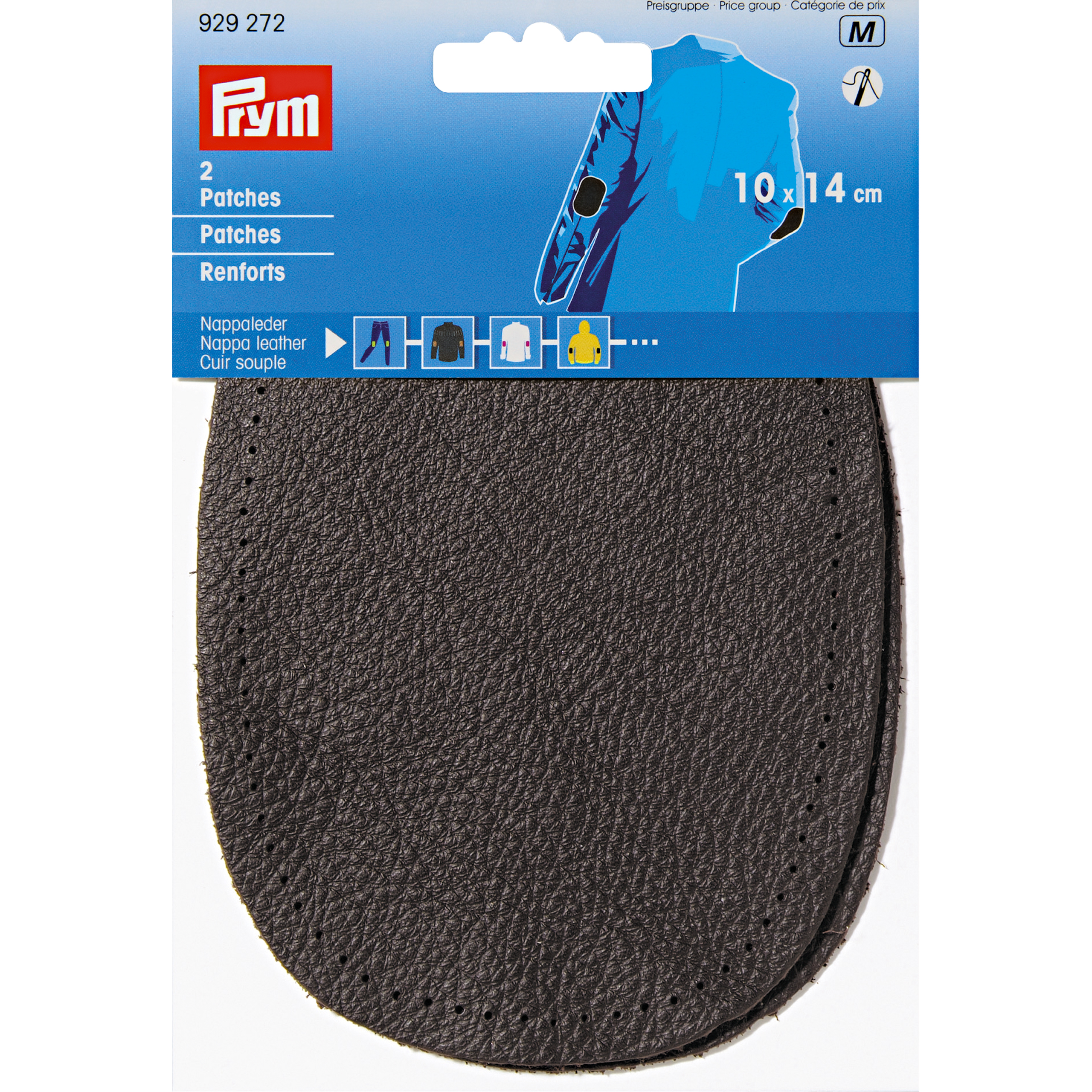 Patches nappa leather for sewing on 10x14 cm  dark brown, 2 St