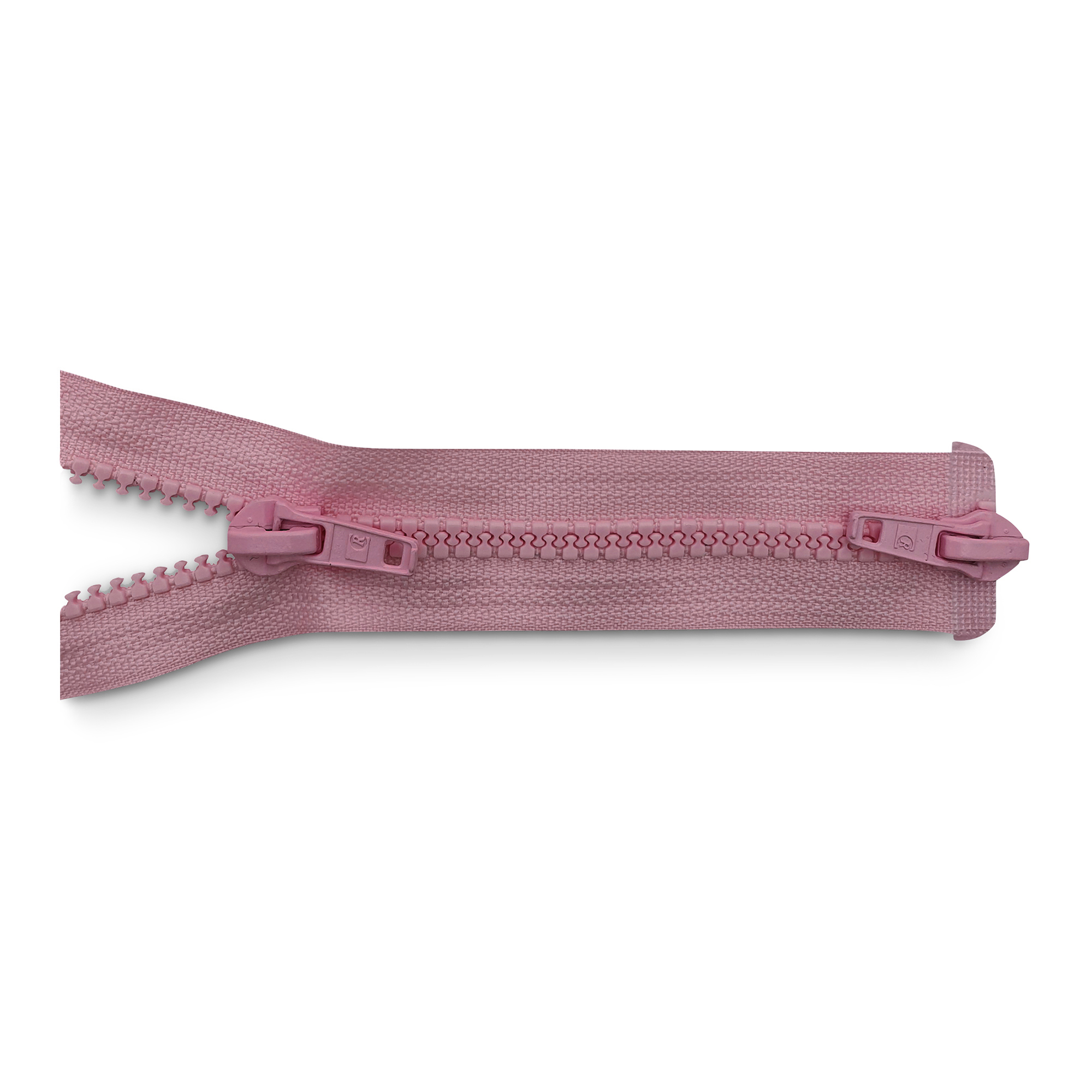 zipper 100cm, div, 2way, molded plastic, wide, antique pink