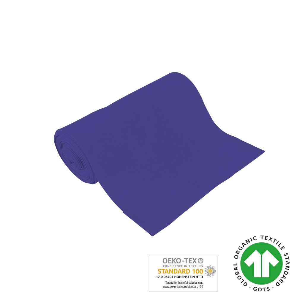 Bio-Baumwoll-Bündchen  violett, 98% Bio-Co, GOTS, 2% EL, 2x35cm, 265g/m², ca. 185g/lfm,  glatt gestrickt