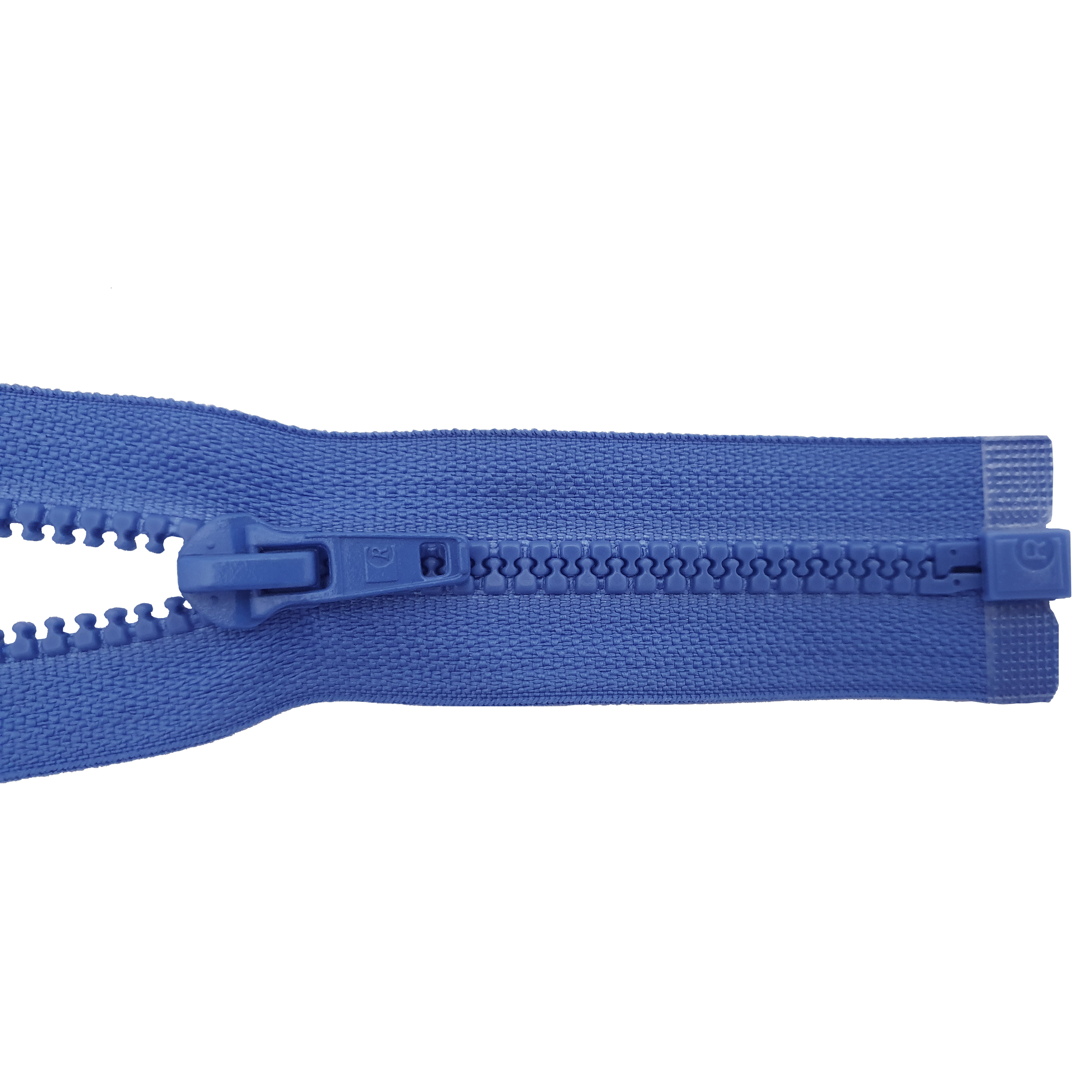 zipper 80cm,divisible, molded plastic, wide, prussian blue