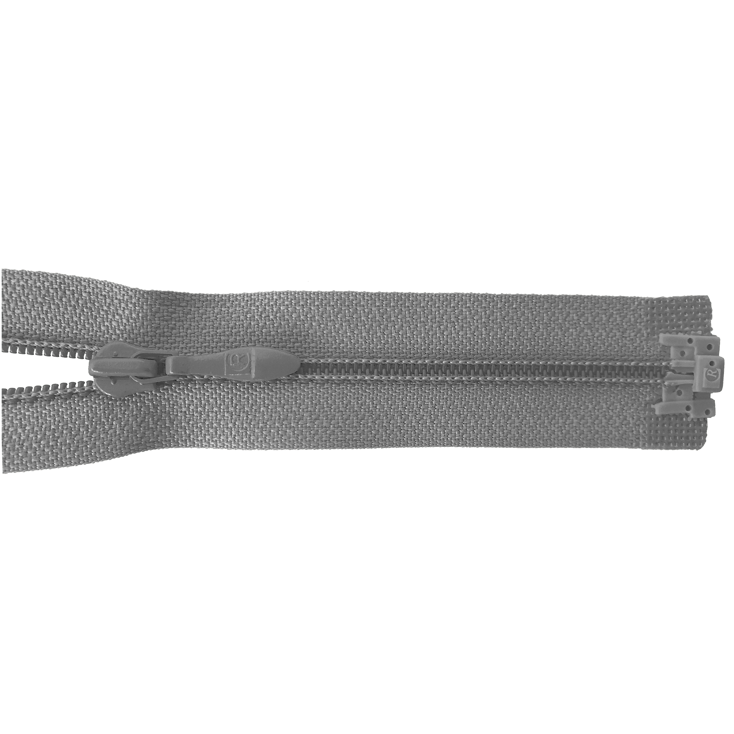 zipper 60cm,divisible, PES spiral, fein, grey