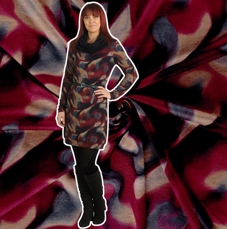 Viskose-Romanit-Jersey bordeauxrot,  Vi/PES 155 cm breit