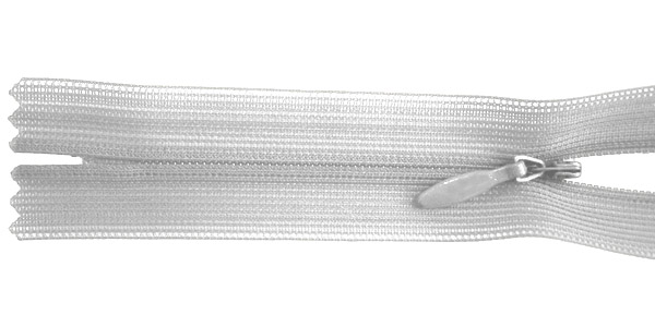 Reißverschluss 22cm, nahtverdeckt, weißgrau, hochwertiger Marken-Reißverschluss von Rubi/Barcelona