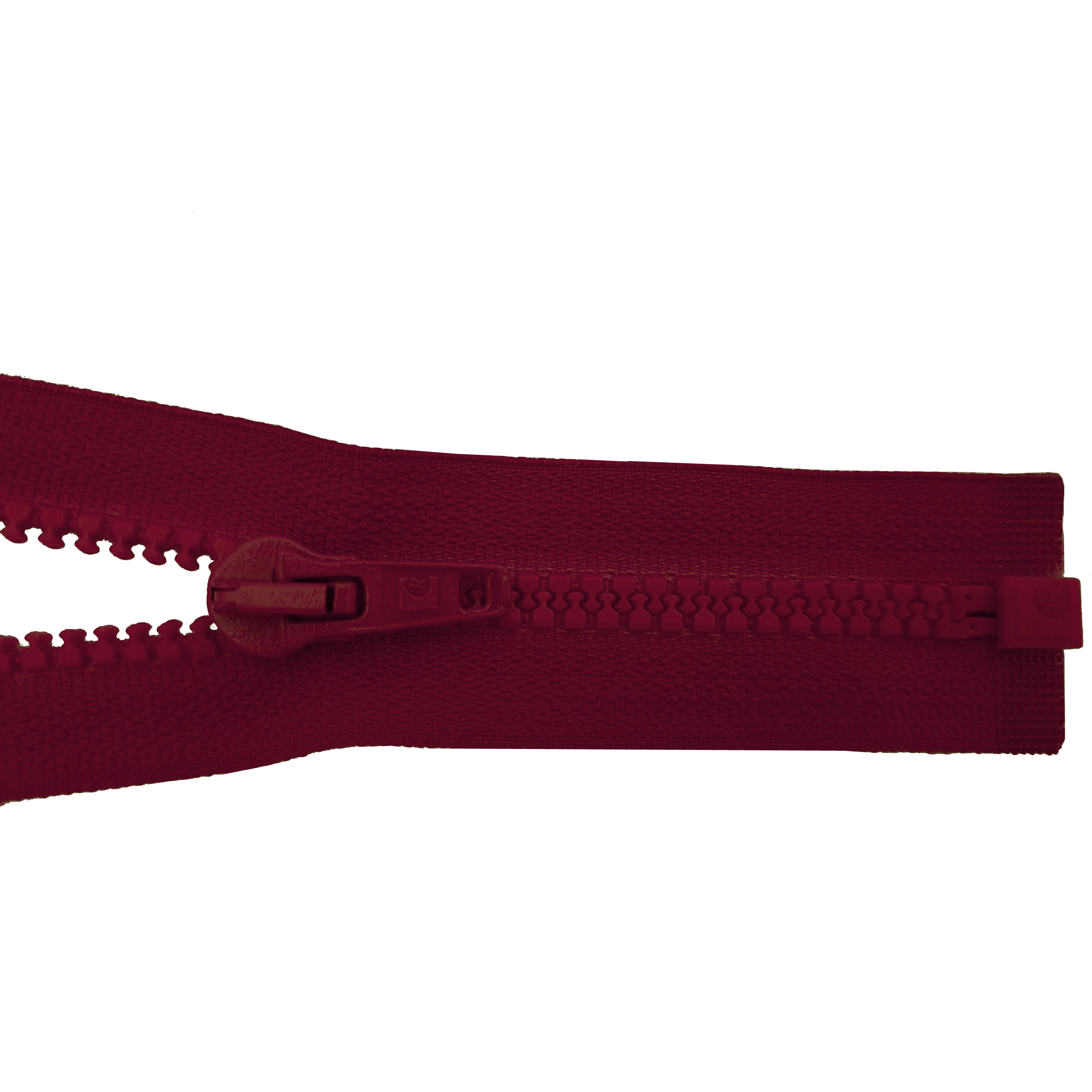 zipper 80cm,divisible, molded plastic, wide, wine red