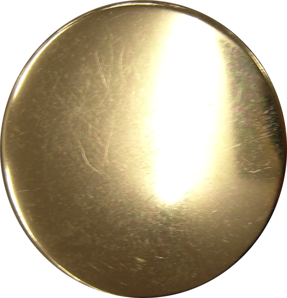 Knopf 20mm Metall goldfarbig, Öse, flach, glänzend PrGr 4