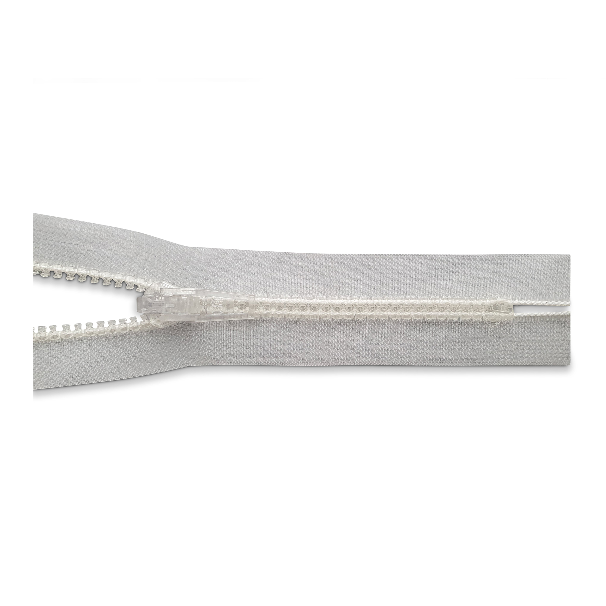 Reißverschluss, nicht teilbar, K.stoff Zähne breit, transparent, hochwertiger Marken-Reißverschluss von Rubi/Barcelona