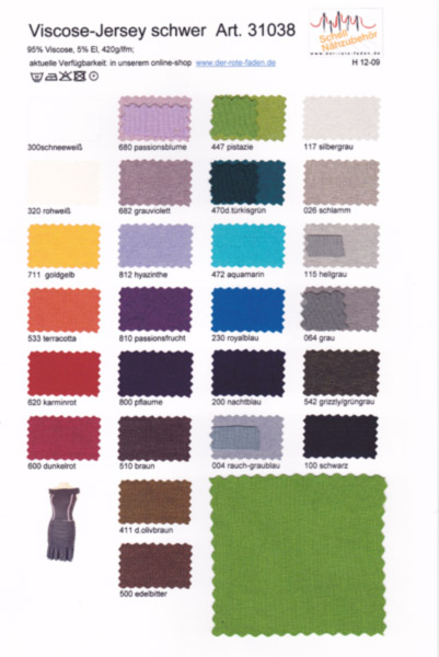Jersey elastic, printed color chart with some original patterns