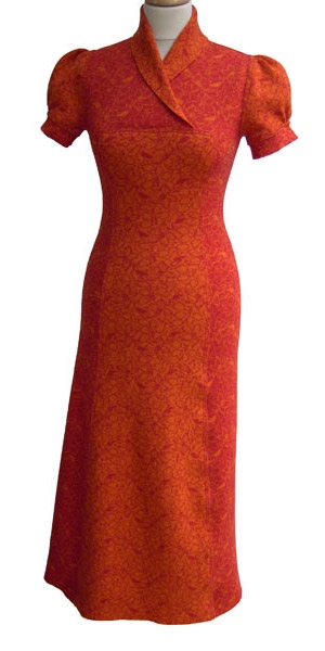 Merino knit, double-face, flower red/orange, merino wool, super soft
