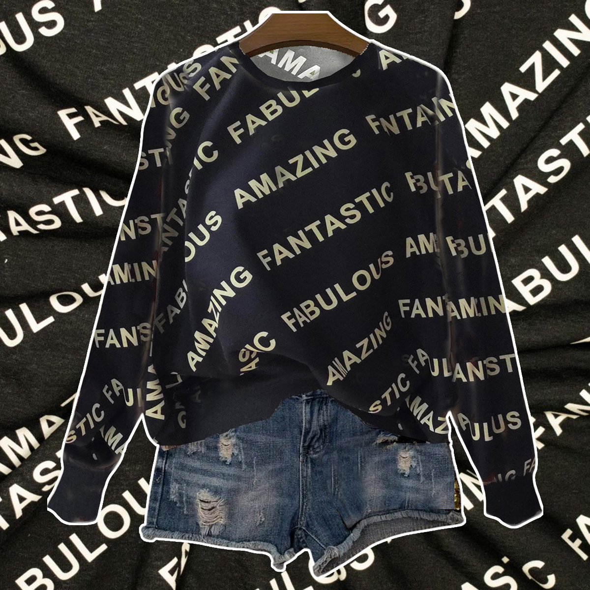 Sweatstoff gerauht,schwarz/ecru "Fabulous", 82% Bio-Baumwolle, 18% recyc.PES