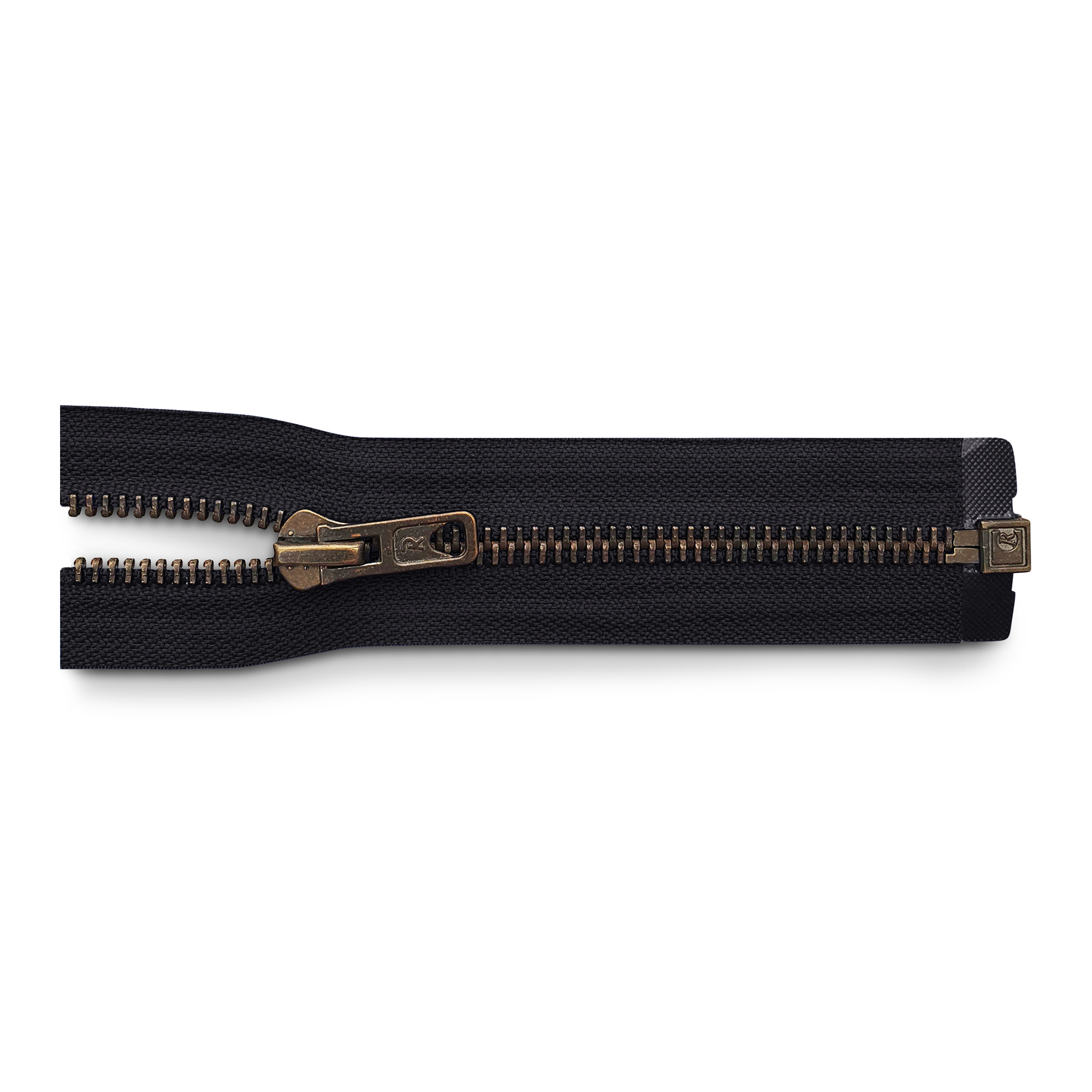 Reißverschluss 50cm, teilbar, Metall brüniert breit, schwarz, hochwertiger Marken-Reißverschluss von Rubi/Barcelona