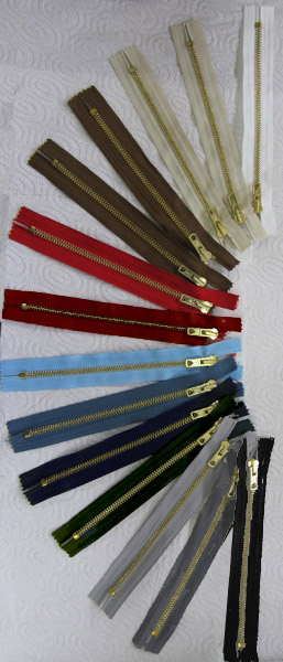 assorted zippers 18 cm, 14 col, 84 pc, 6-8 pc/col