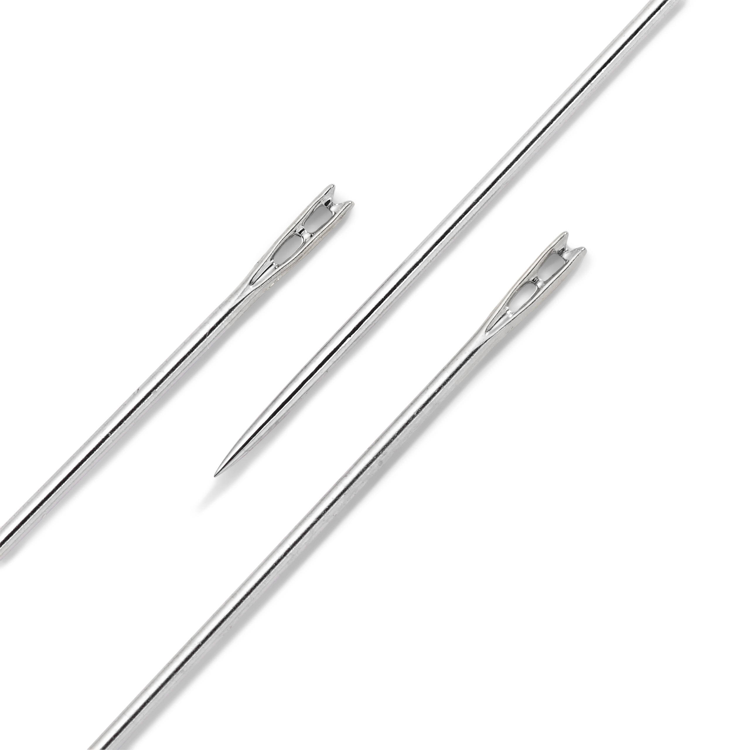 Self-threading Needles No. 5-9 assorted with split eye and gold eye, 6 St