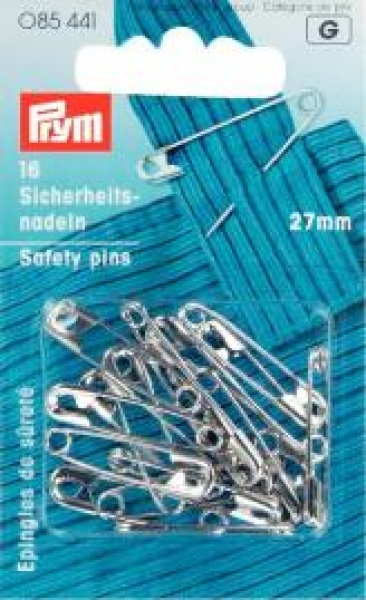 Safety Pins with coil No. 0 silver col 27 mm, 16 St